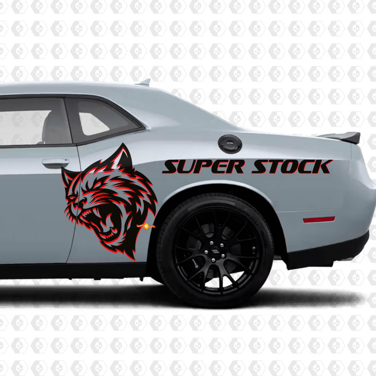 Wildcat Super Stock Side Vinyl Decals Kit for Dodge Challenger or Charger