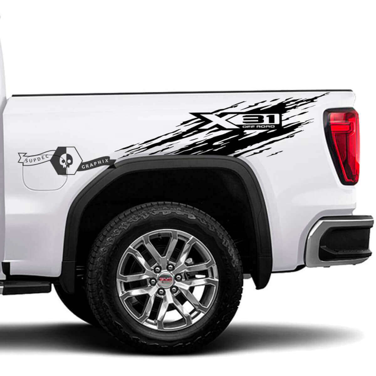 X31 Off Road Splash Bed Side Vinyl Decals Kit for GMC Sierra 1500