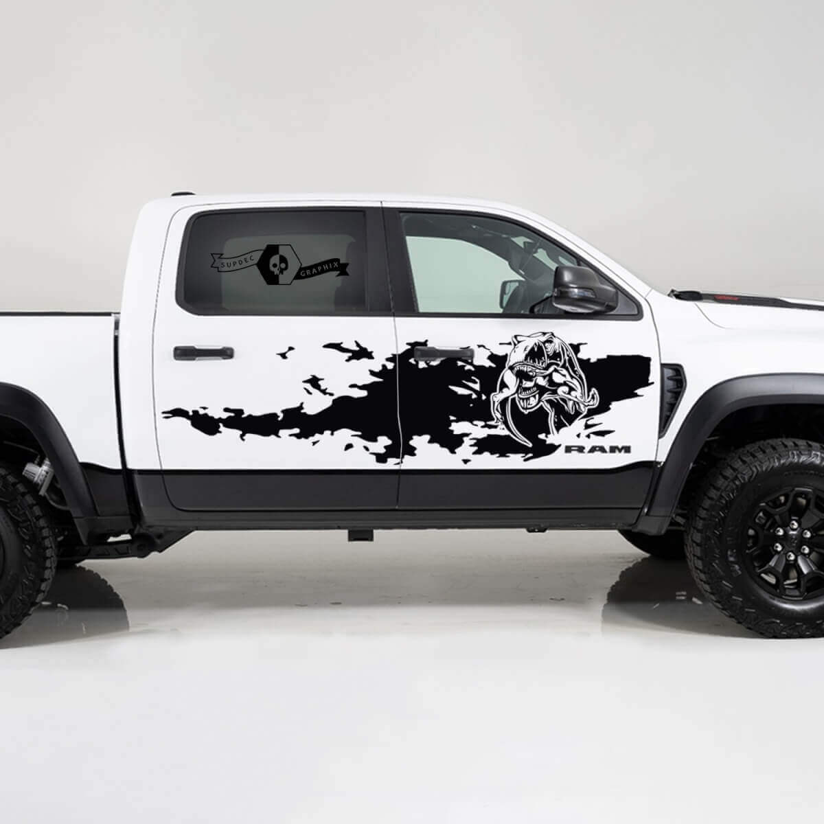 TRX Eating Mud Splash Style Side Vinyl Decal Kit for Dodge Ram1500 2021+