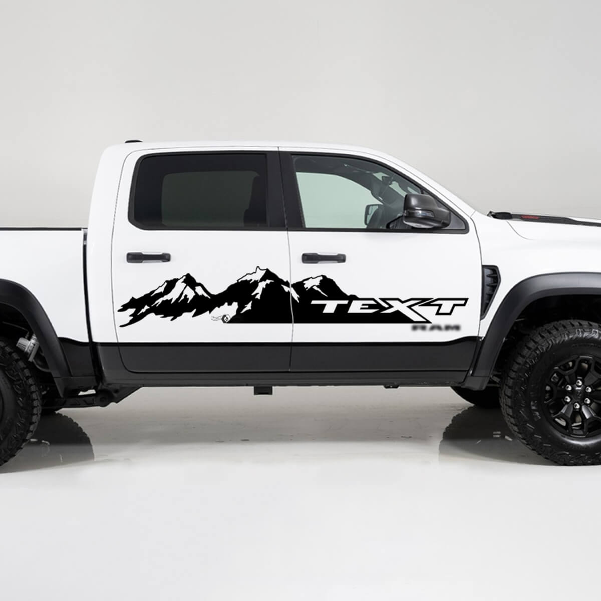 Mountain Range & Custom Text Side Vinyl Decal Sticker for Dodge Ram 1500