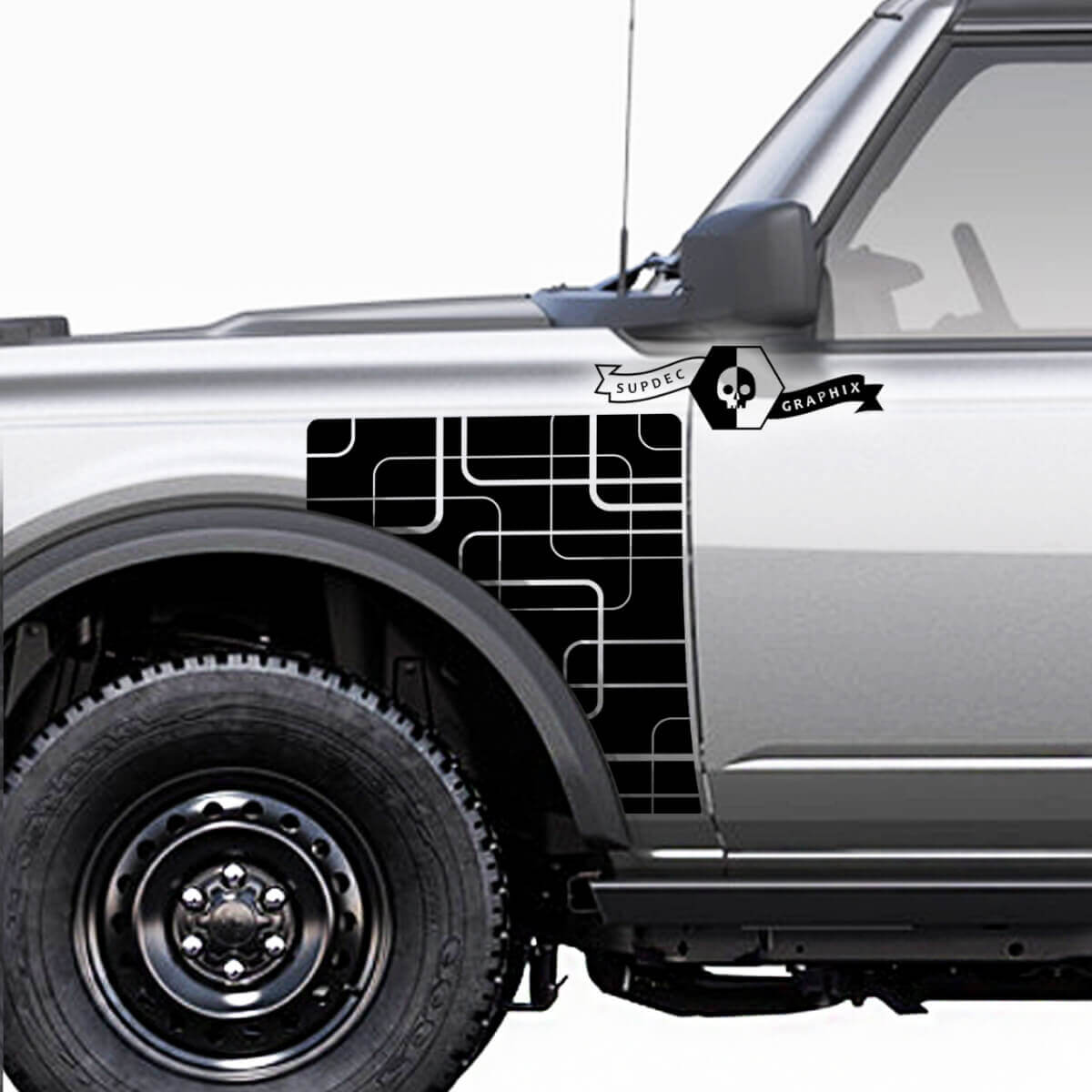 Geometric Everglades Style Side Panel Vinyl Decal Kit Pair for Ford Bronco
