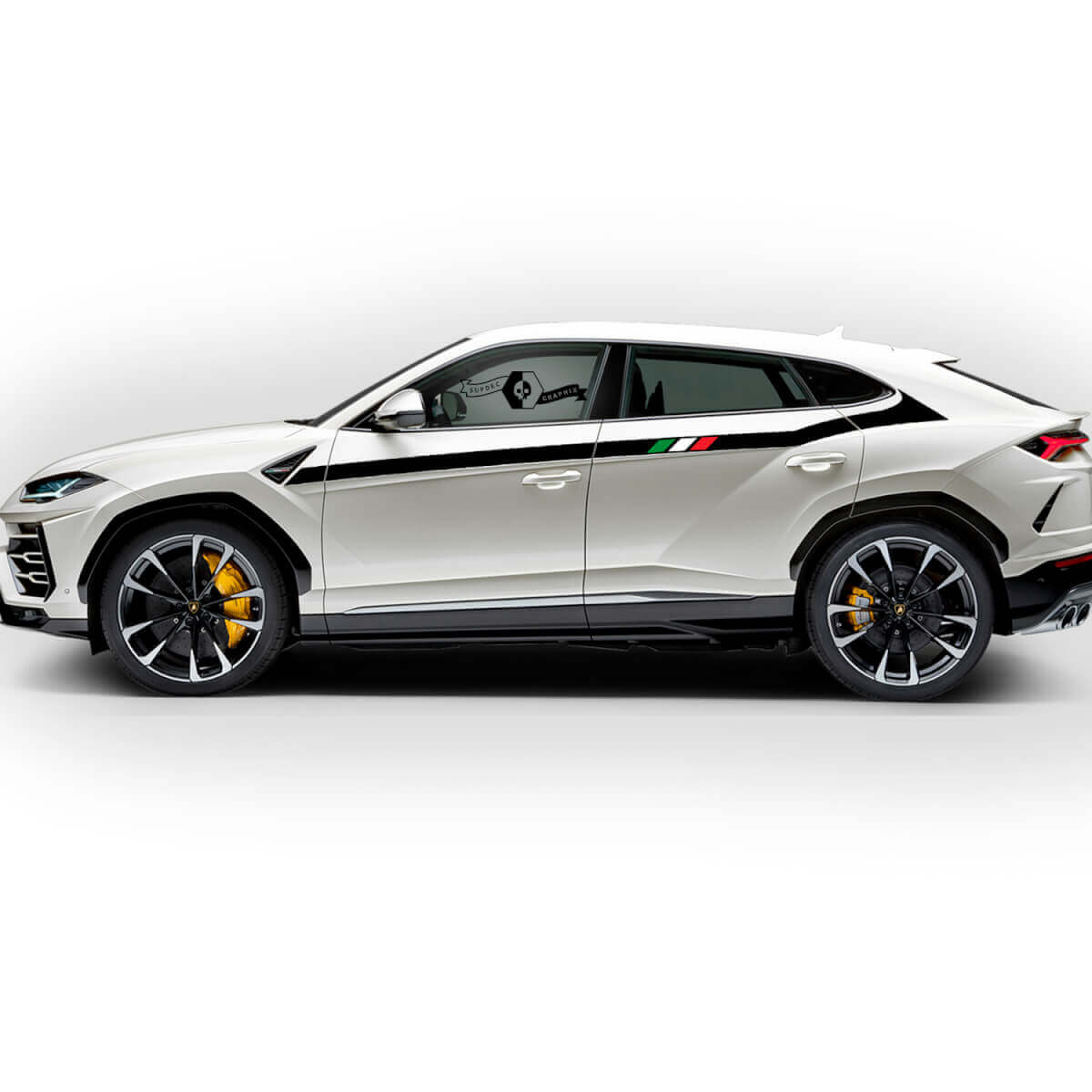 Pair Lamborghini Urus 2021 2022 2023 Side Doors Up Flag Logo Stripe Vinyl Decal Sticker Graphics