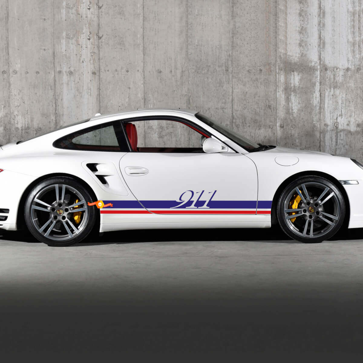 Pair Porsche 911 Side Decal Rocker Panel Stripes Doors Kit Decal Sticker 2 Colors