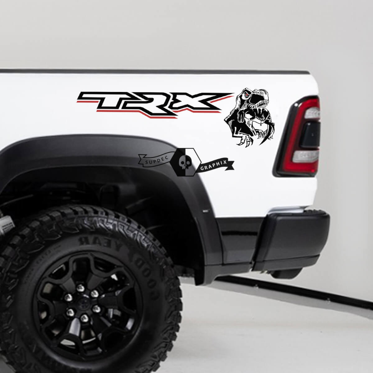Pair  Dodge Ram TRX 2020 - 2023 TRX Eating Raptor Bed Side Decal Truck Vinyl Graphic 2 Colors 