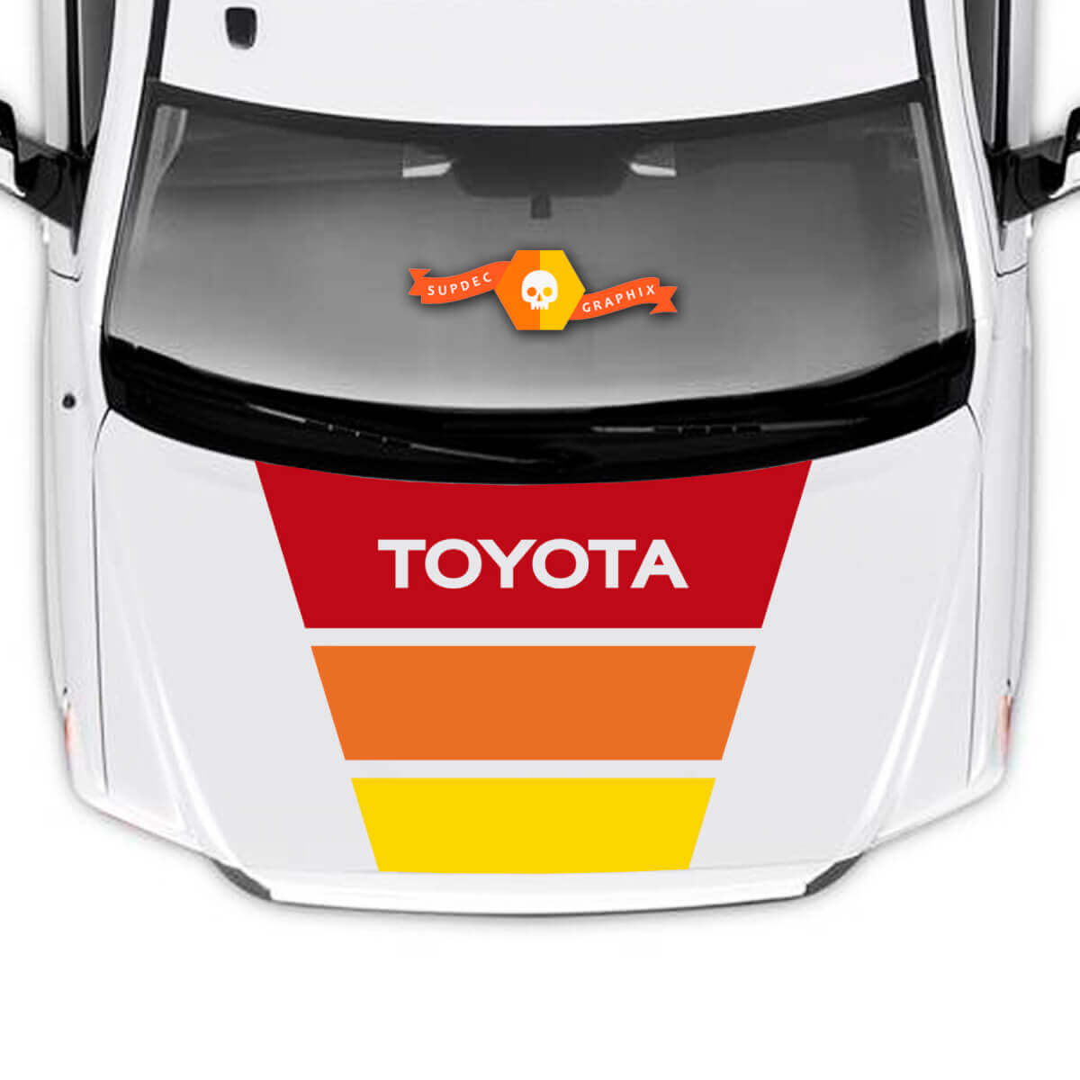 Retro Tri-Color Hood Stripes Vinyl Decal for Toyota Tundra 2014-2027