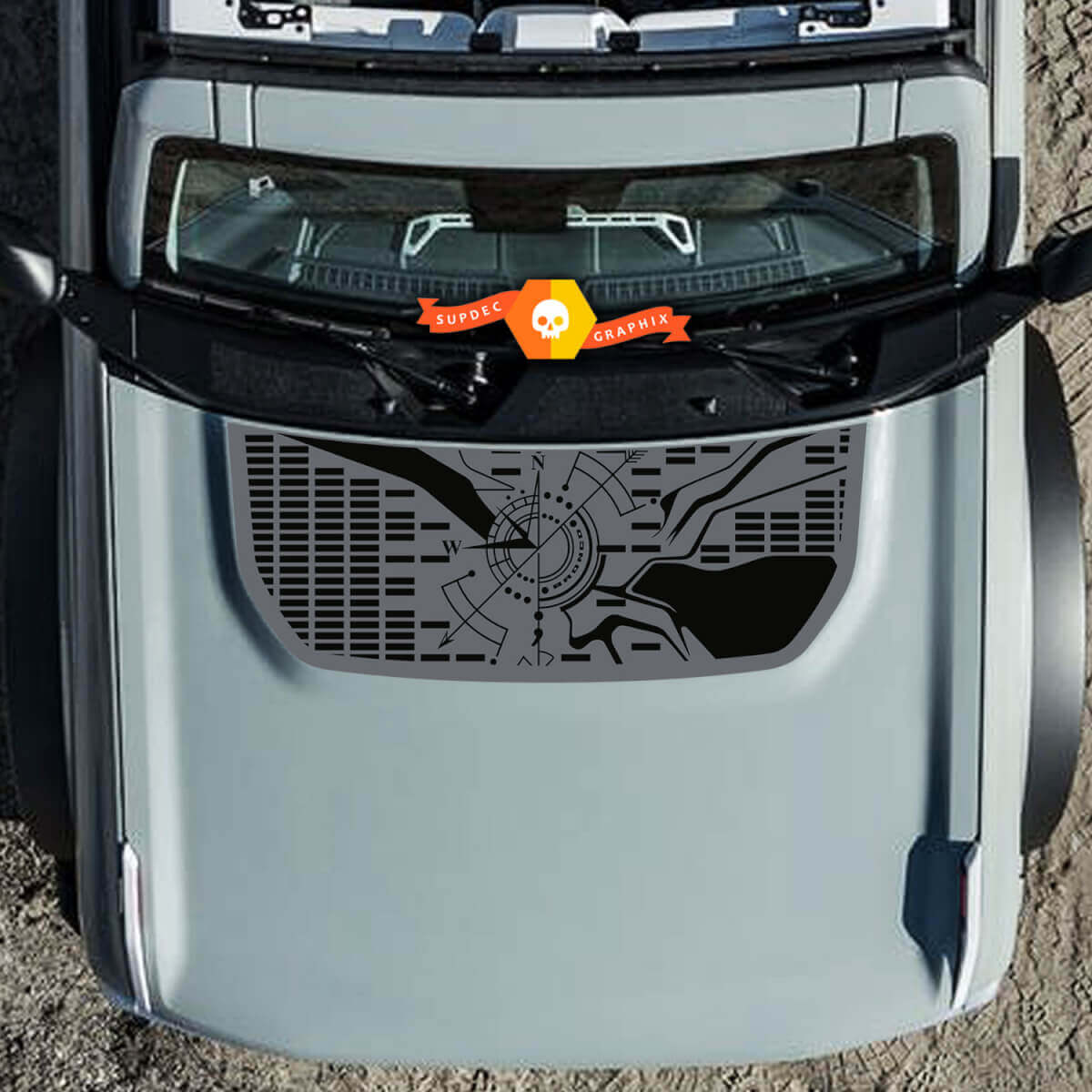 Hood Compass Wrap Graphics Decal Sticker for Ford Bronco