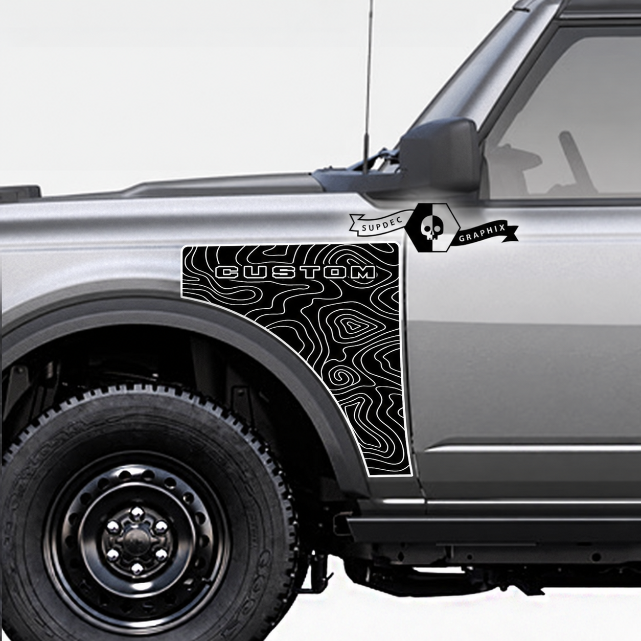Everglades CUSTOM Topographic Map Fender Vinyl Decal Sticker for Ford Bronco