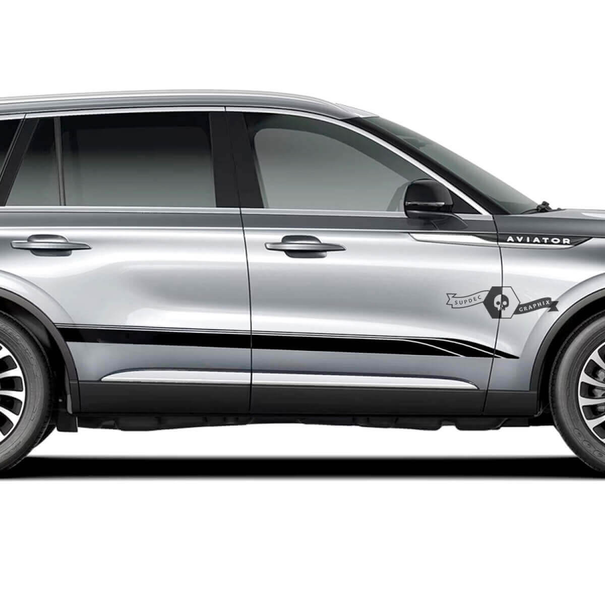 2 x Doors Stripes Side Lines Vinyl Decals Graphics Sticker for Lincoln 2023 Aviator