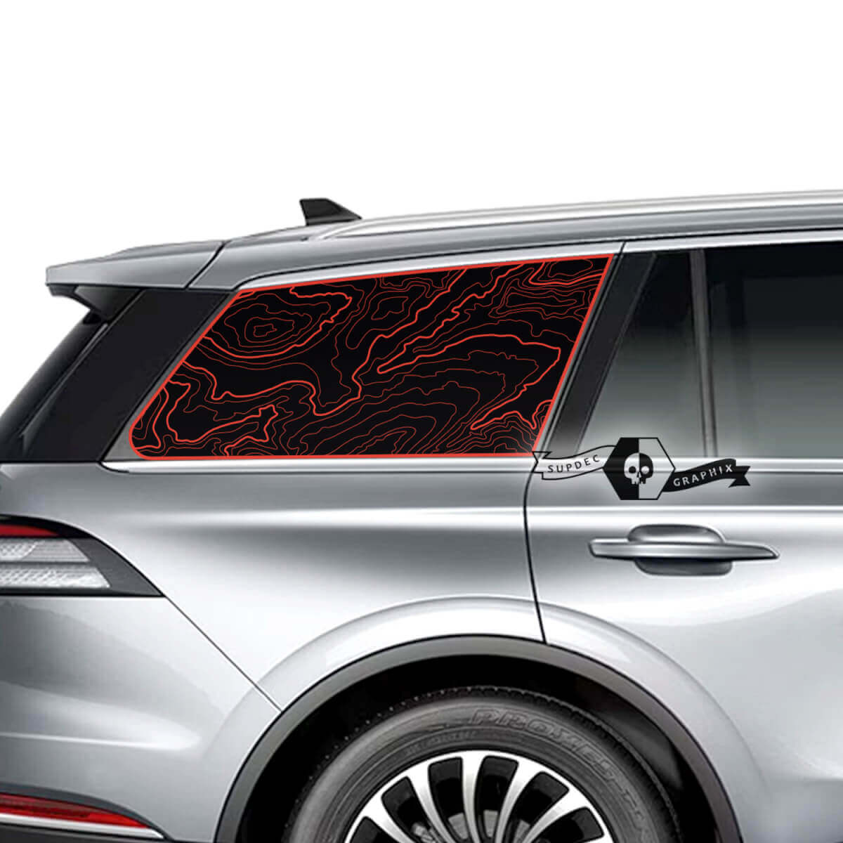 Pair Lincoln 2023 Aviator Window Contour Map Vinyl Decals Graphics Sticker 2 colors