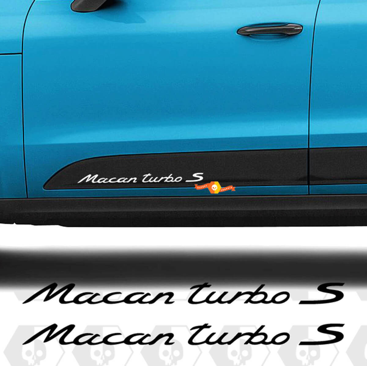 Pair Porsche Stickers Macan Turbo S Porsche Doors Side Decal Sticker