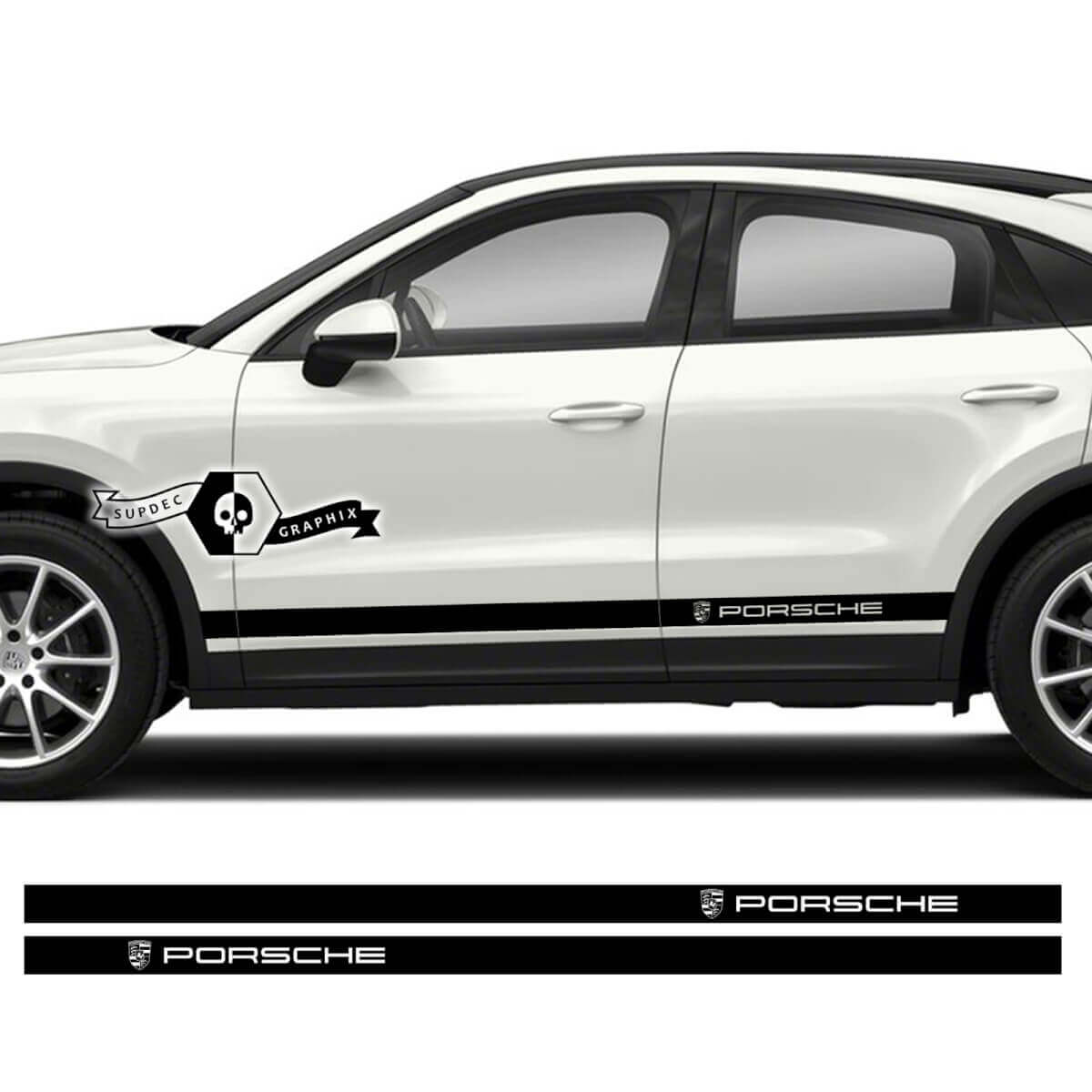 2x Porsche 2023 Porsche Cayenne Rocker Panel Side Solid Stripes Doors Decal Stickers
