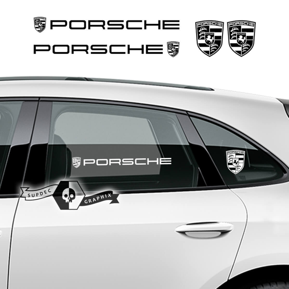 Porsche Window Logo Vinyl Decal Set for Porsche Cayenne Macan 2023