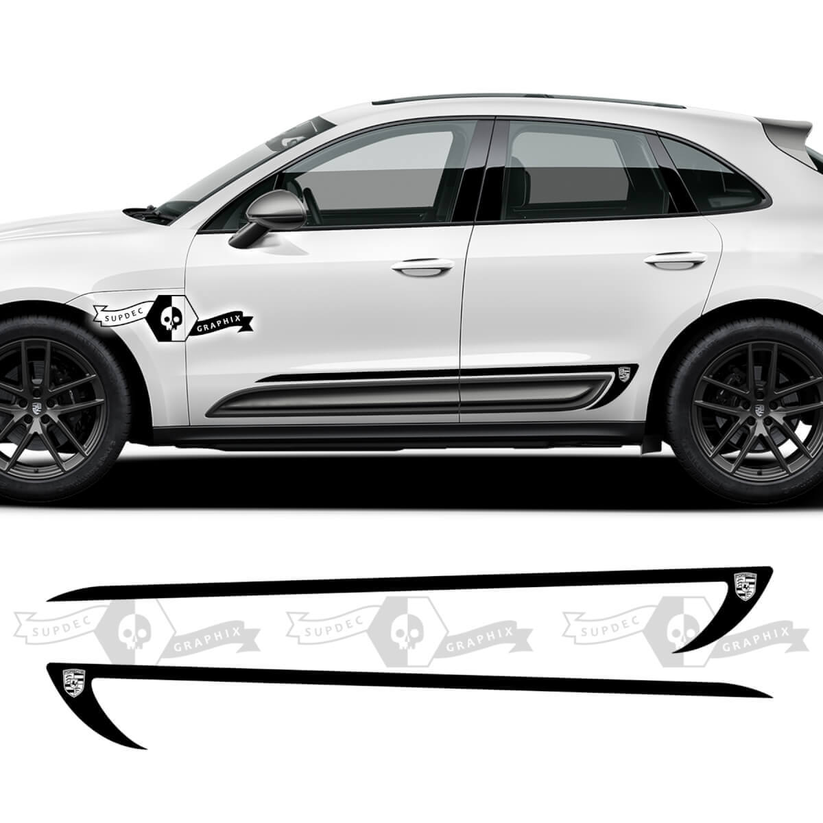 2x Porsche 2023 Porsche Macan T  Side Logo Line Stripes Doors Decal Stickers