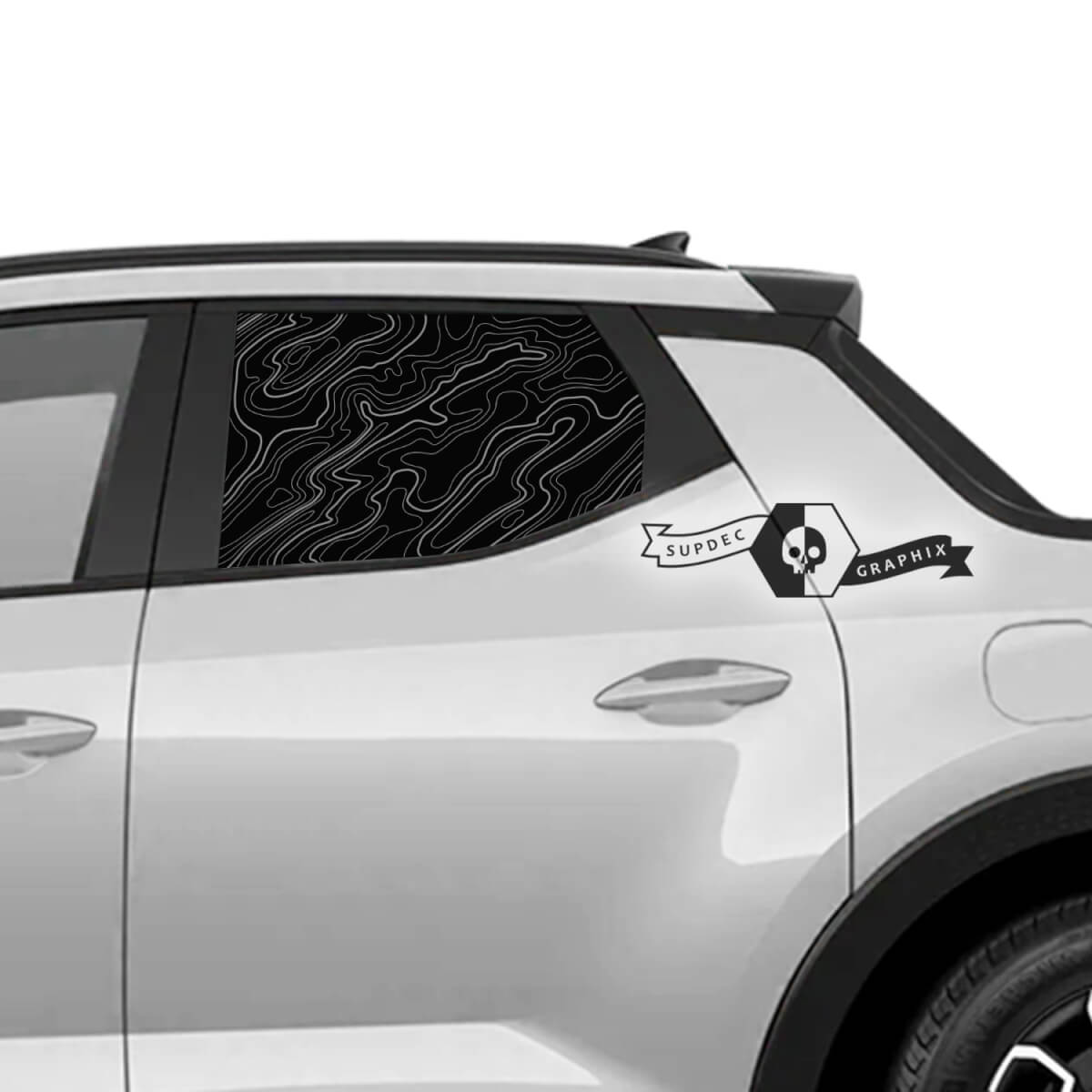 Pair Hyundai Santa Cruz Side Bed Contour Map Window Vinyl Stickers Decal Graphic