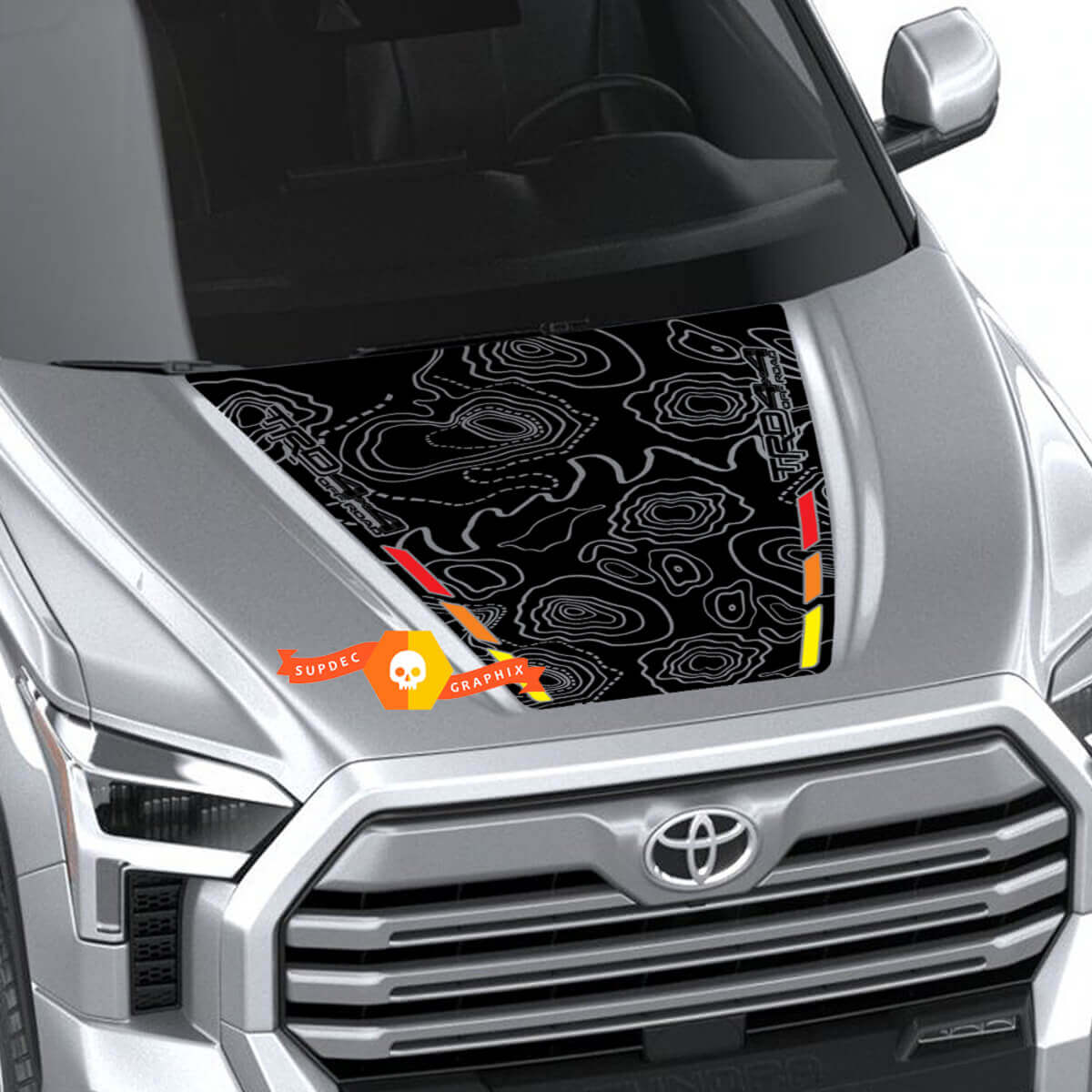 Topographic Map Vintage Style Hood Vinyl Decal Sticker for Toyota Tundra Gen 3 