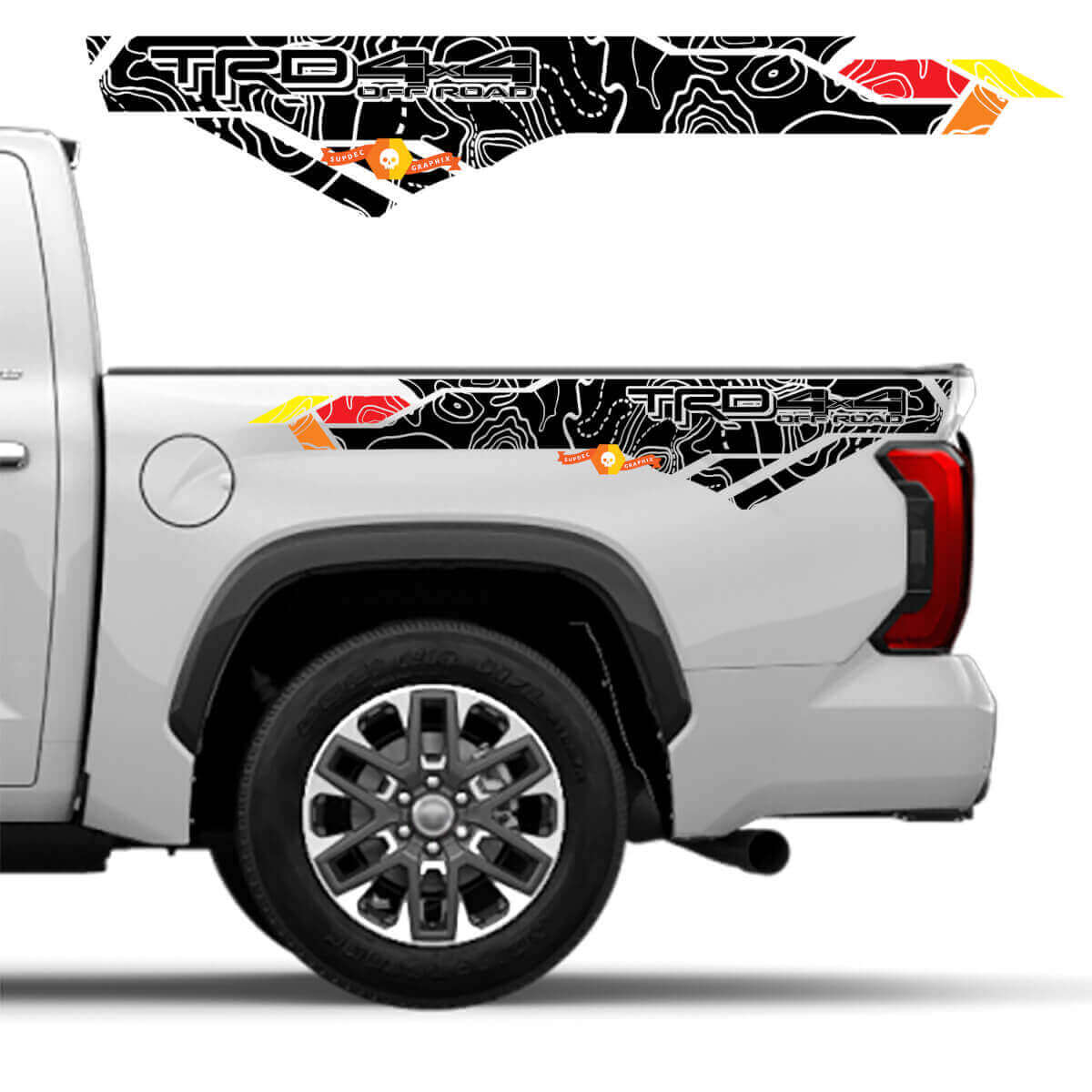Topographic Map Vintage Style Rear Side Vinyl Decal Sticker For Toyota Tundra Gen 3 XK70 2021+