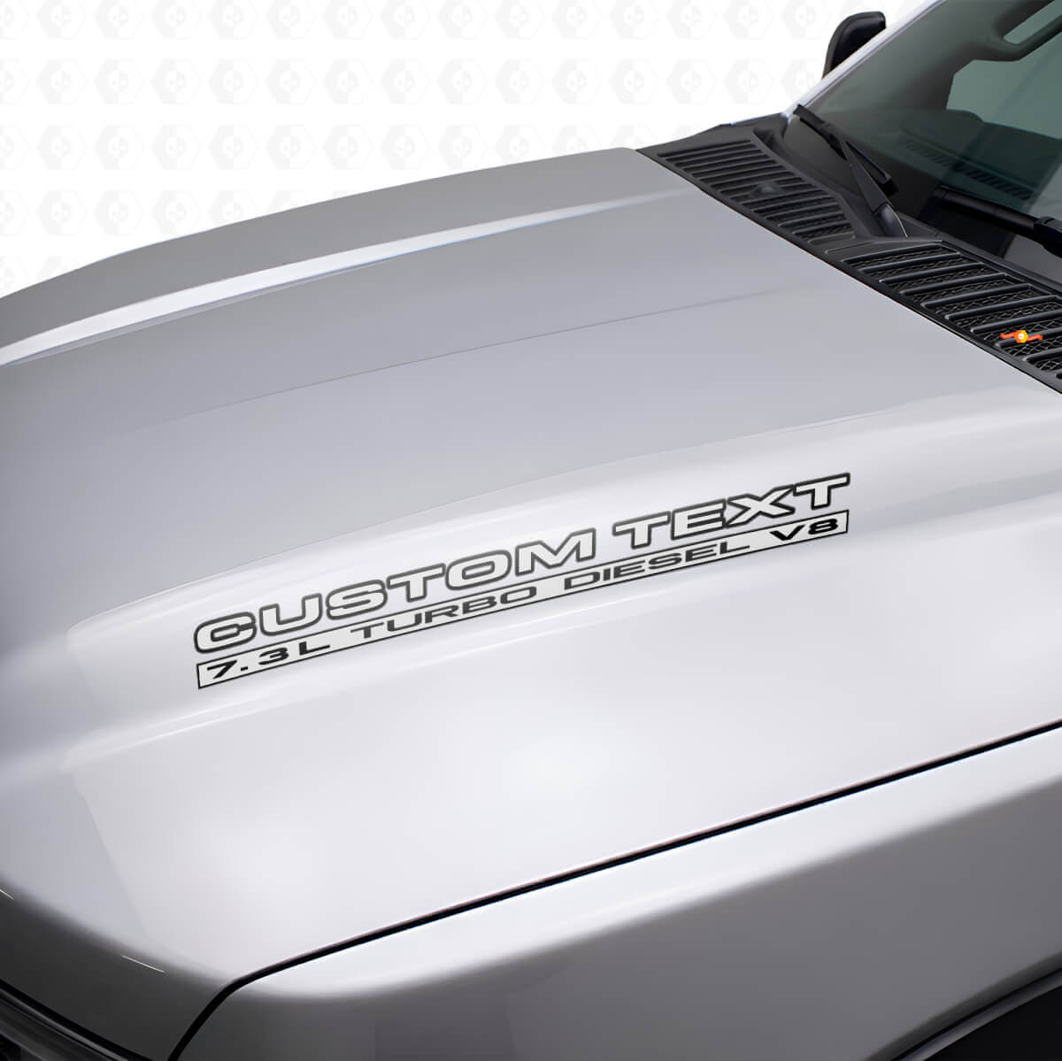 7.3L Turbo Diesel V8 Outline Lettering Hood Vinyl Decal for Musclecar truck