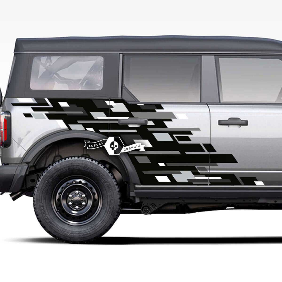 Side Door Monochrome Geometric Splash Graphics Decal Stickers for Musclecar horse