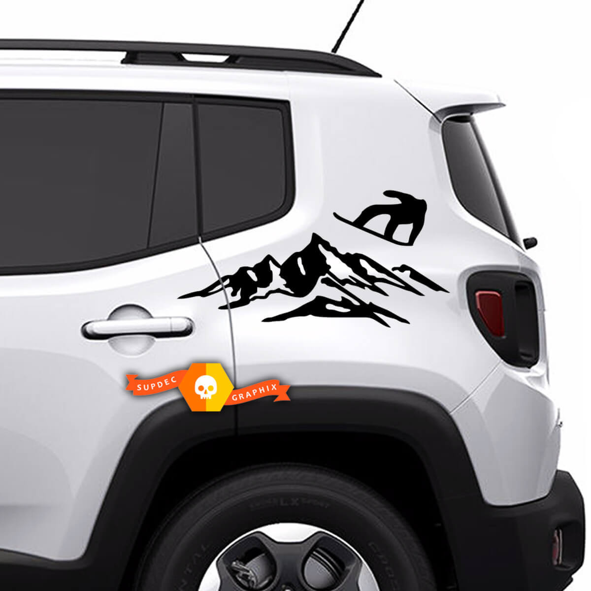 Mountain Rear Side Bed Vinyl Decals Stickers for Jeep Renegade