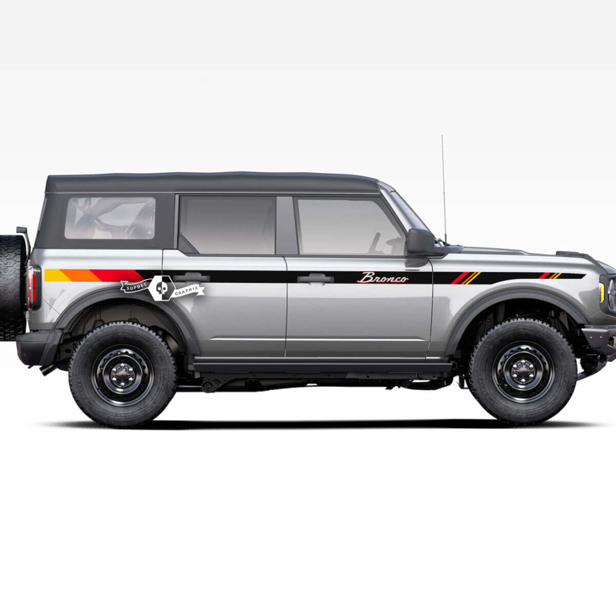 Upper Side Door Old School Sunset Stripes Decal Stickers for Ford Bronco