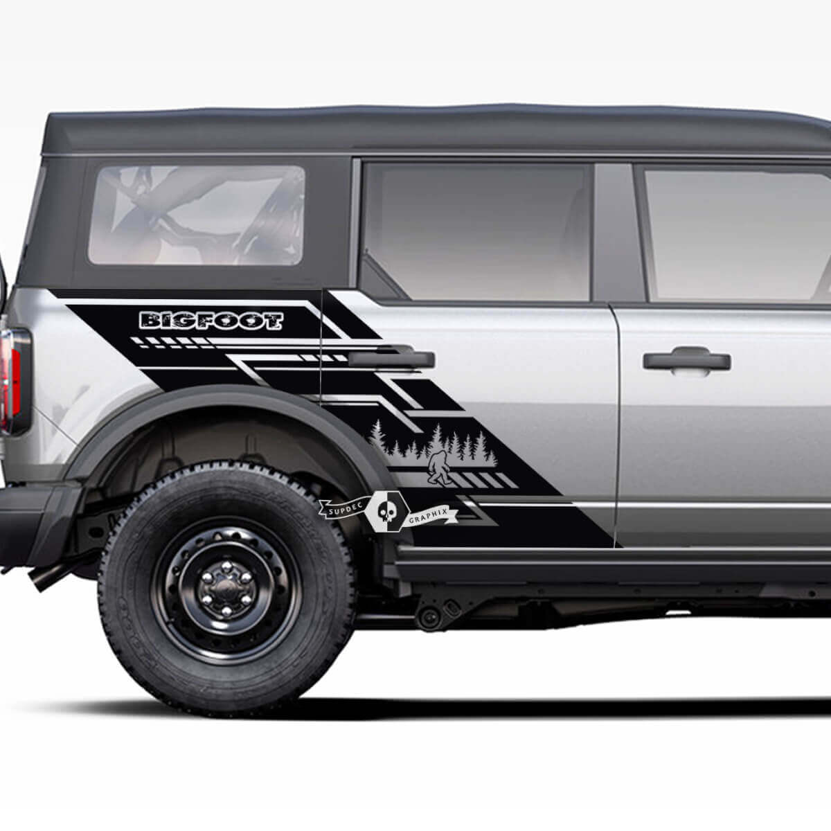 Side Door and Bed Fender Forest Bigfoot Splash Graphics Decal Stickers for Ford Bronco