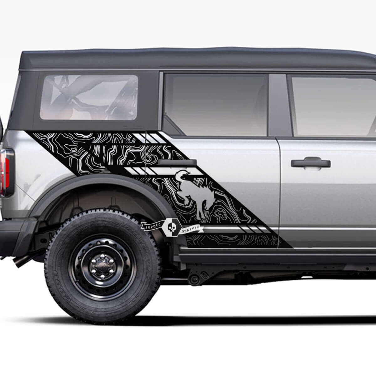 Doors Side Fender Logo Splash Graphics Decals Stickers Bed Fender for Musclecar horse