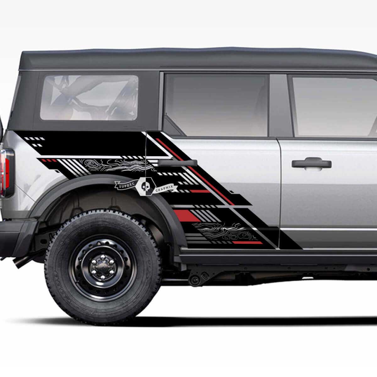 Pair Doors Side Bed Fender power truck Splash Graphics Decals Stickers 2 Colors for Musclecar horse 2021 2022 2023