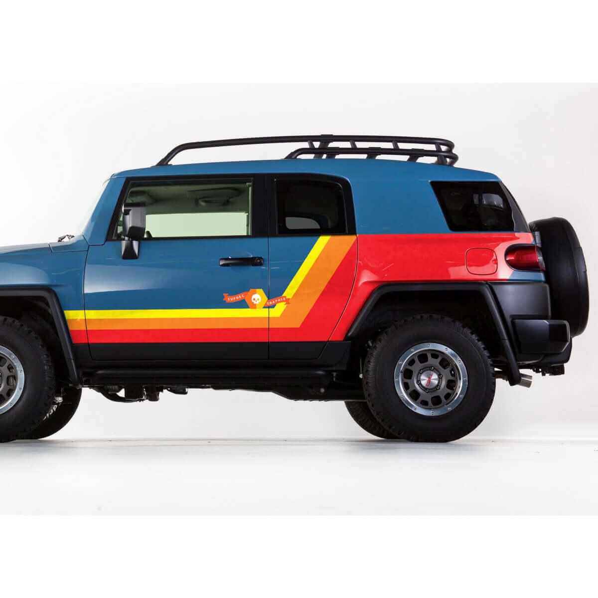 Vintage Style Side Door Stripes Vinyl Decal Pair for Toyota FJ Cruiser