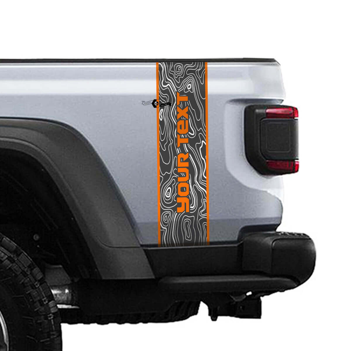 Custom Text Topographic Map Rear Side Stripe Vinyl Graphics 3 Colors for Jeep Gladiator