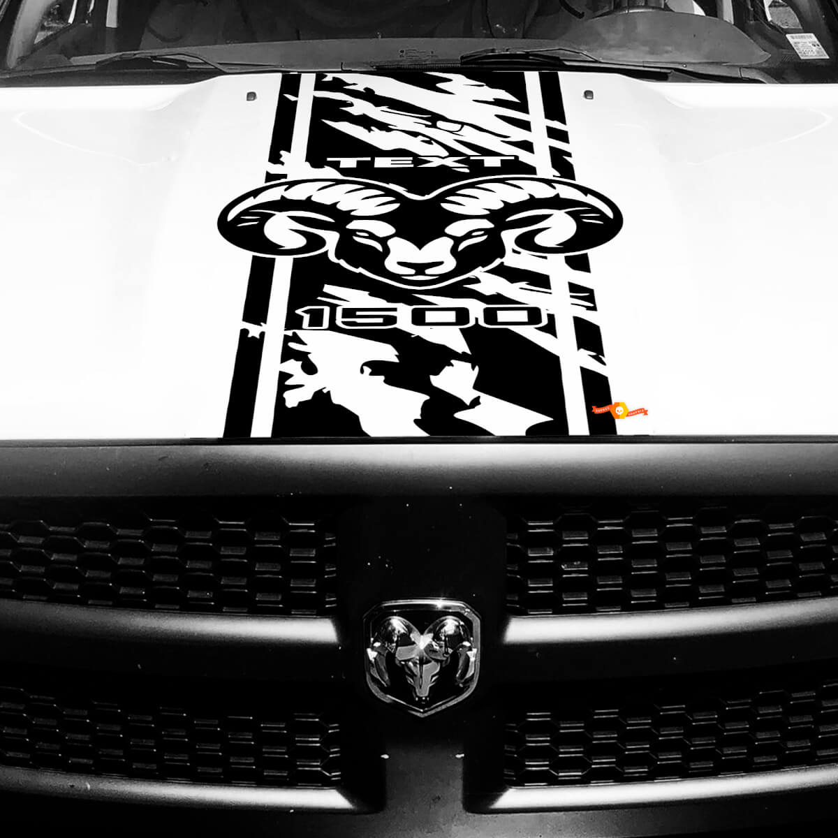 Hemi Distressed Style Stripe Hood Vinyl Decal Sticker for Dodge Ram 1500