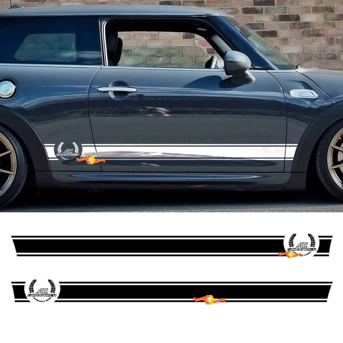 AC Schnitzer Style Stripes Side Vinyl Decal Sticker for MINI Cooper