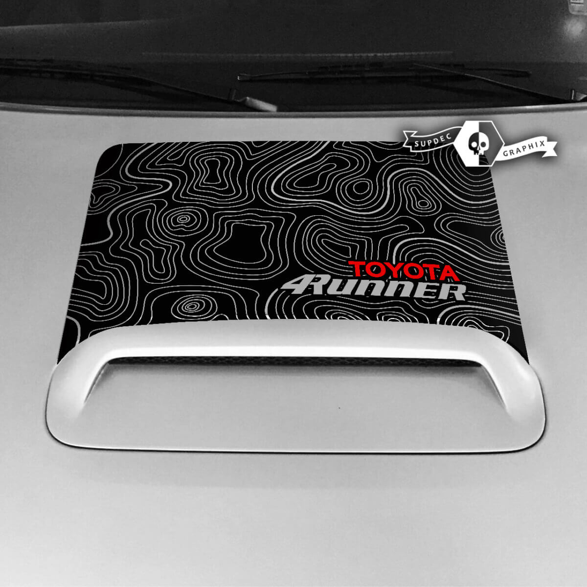 Topographic Map Hood Scoop Vinyl Decal For Toyota 4Runner 2020-2023