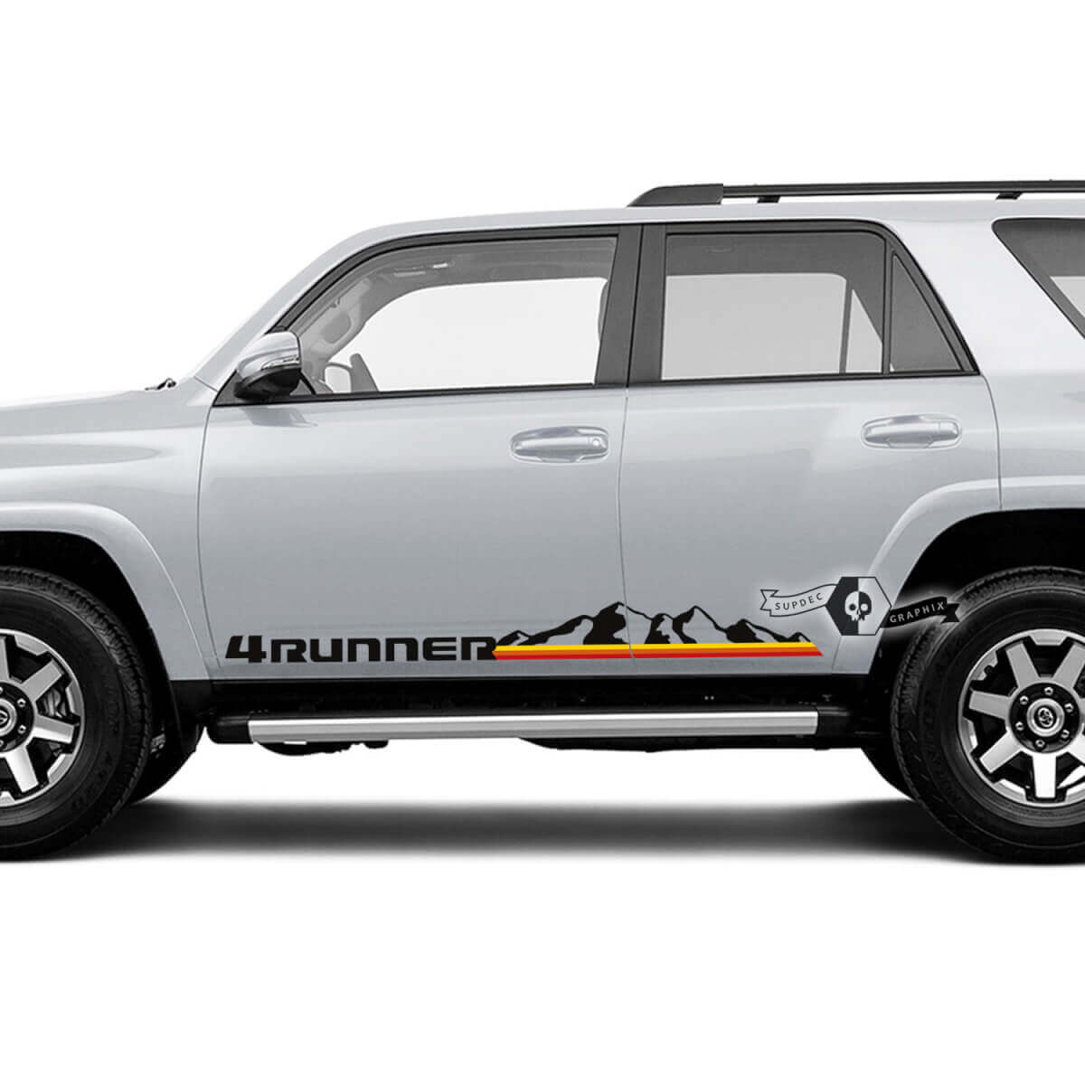 Pair 4Runner 2023 Side Door Old School Sunset Vinyl Mountains Decals strip Stickers for Toyota 4Runner TRD 