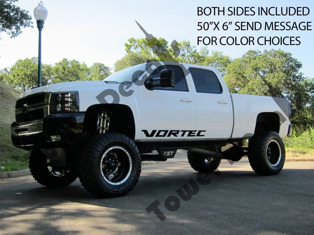 Vortec Door Side Vinyl Decals Kit for Chevy Silverado GMC Trucks