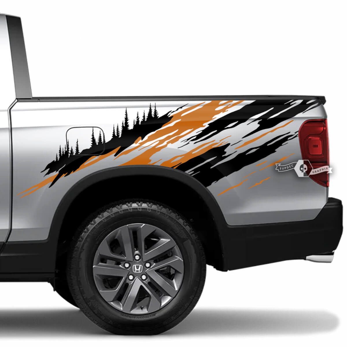 Pair HONDA RIDGELINE Destroyed Splash Bed Fender Vinyl Doors Decal Sticker Graphics 2 Colors