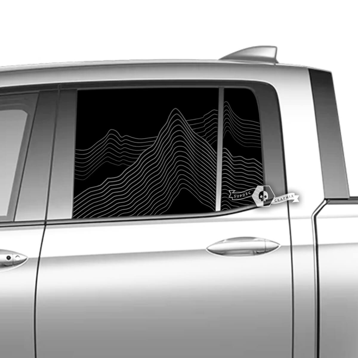 Pair Honda Ridgeline Mountains Vinyl Window Doors Decal Sticker Graphics