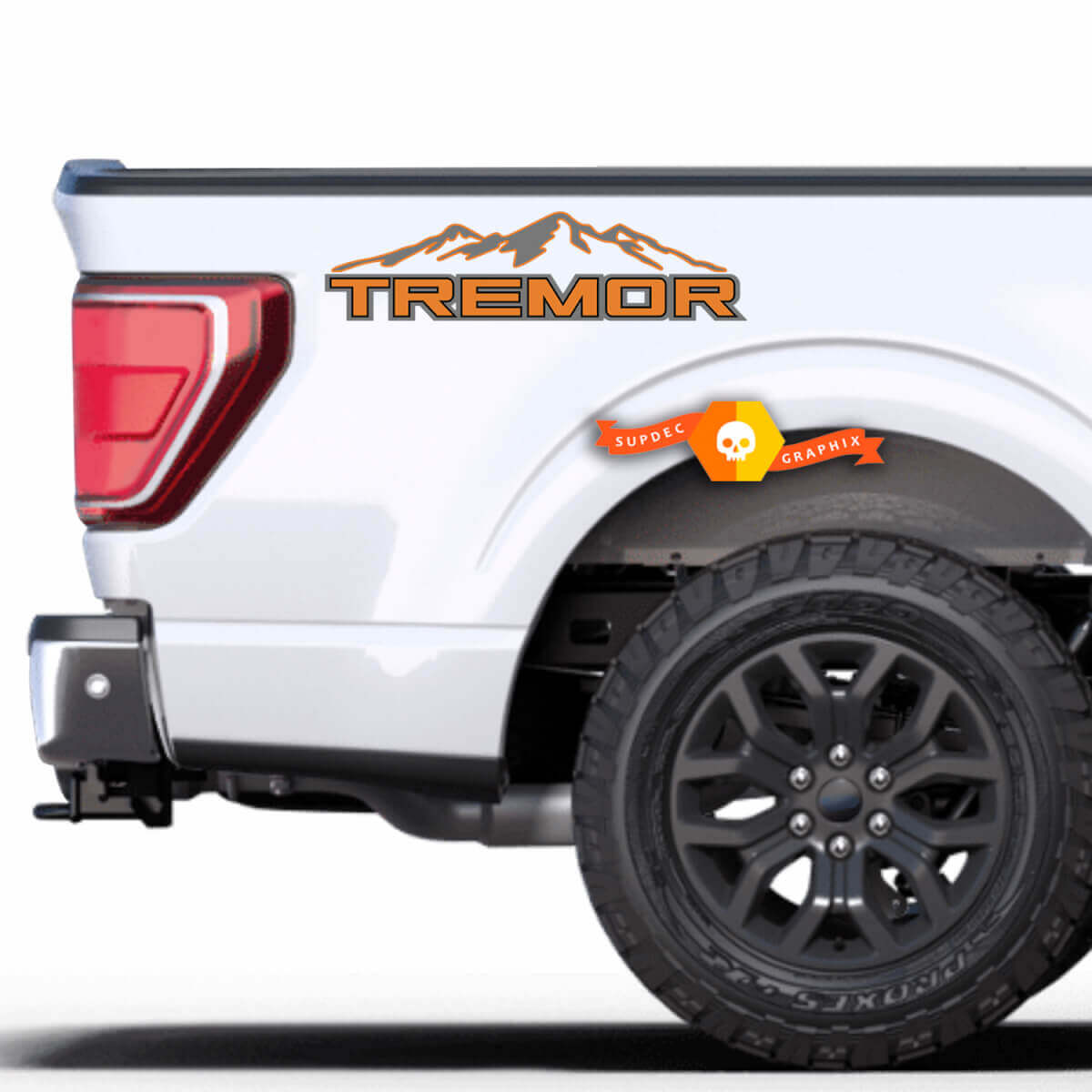 Pair Truck Bed Tremor Mountains Shadow Decal Vinyl Stickers 2 Colors for Ford Super Duty F-250 F-150