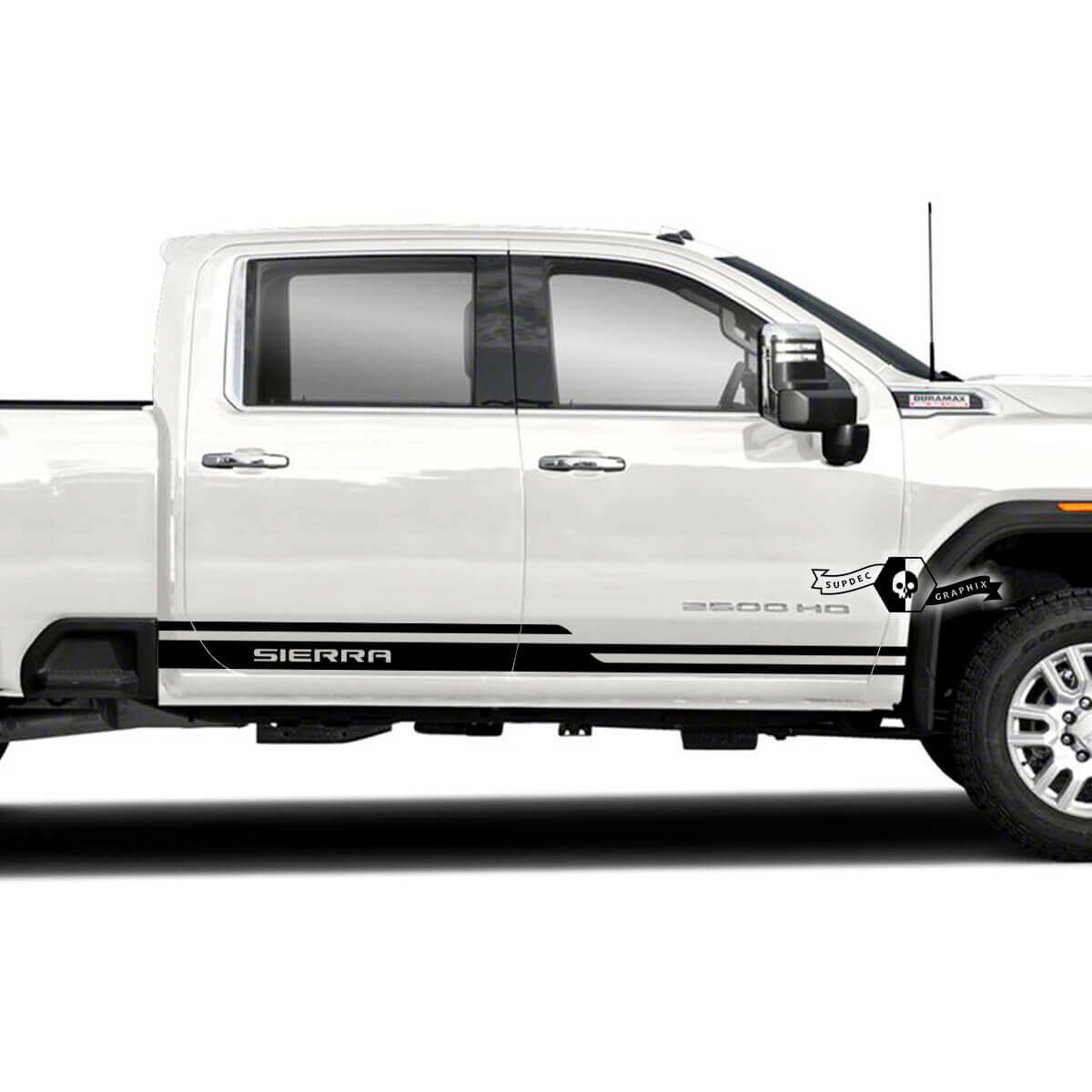 Sierra Lettering Side Stripes Vinyl Decal Kit for GMC Sierra 2500HD