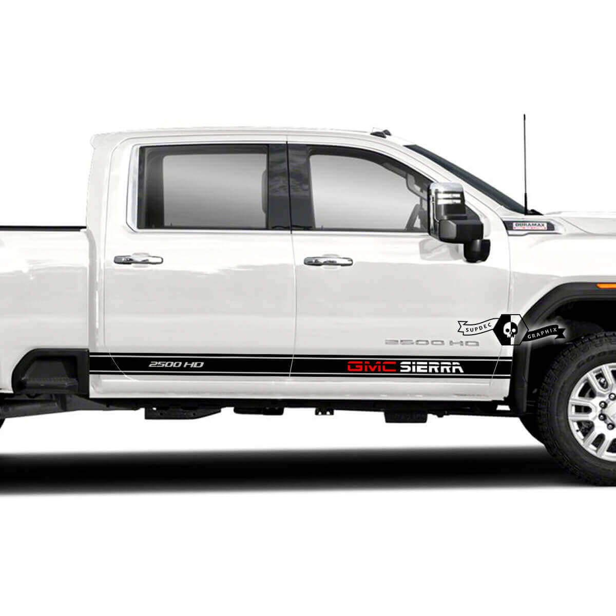 Brand Lettering Side Stripes Vinyl Decal Kit for GMC Sierra 2500HD 2022