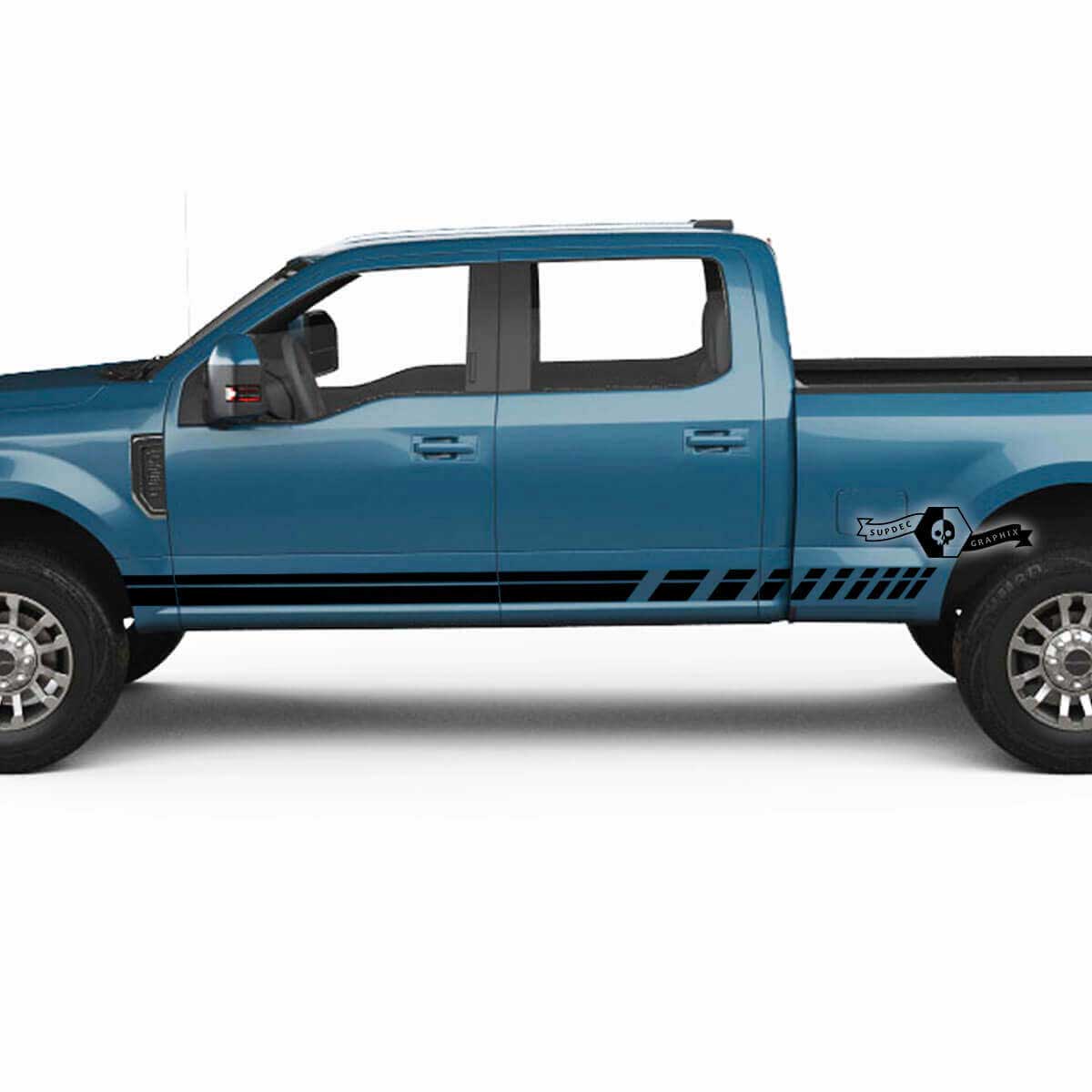 Pair Rocker Panel Stripes Body Doors Lines Decals Side Stickers Logo Graphics Vinyl for Musclecar Super Duty