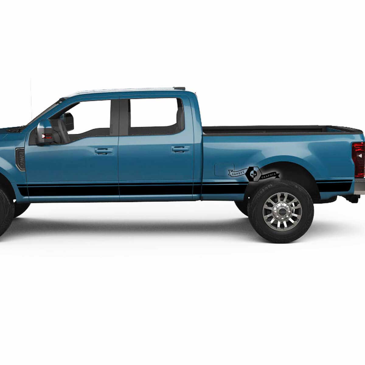 Pair Rocker Panel Stripes Body Doors Decals Side Stickers Logo Graphics Vinyl for Musclecar Super Duty