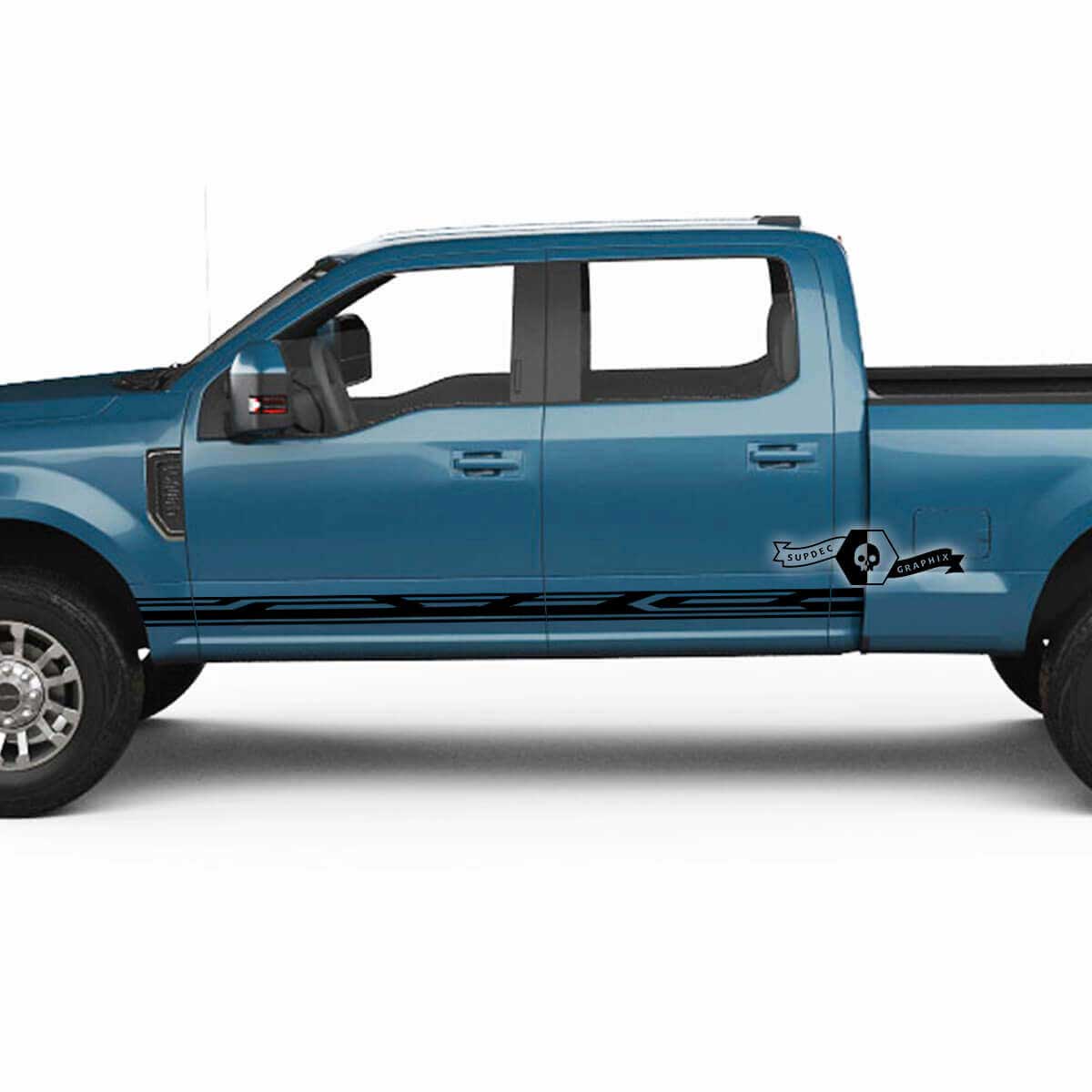 Rocker Panel Stripes Logo Decals 2 Colors for Musclecar Super Duty