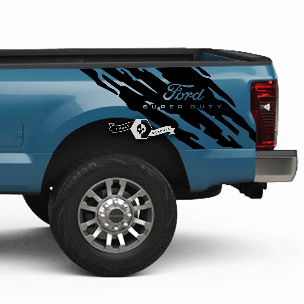 Pair Ford Super Duty 2023 Body Fender Bed Mud Splash Decals Side Stickers Graphics Vinyl
