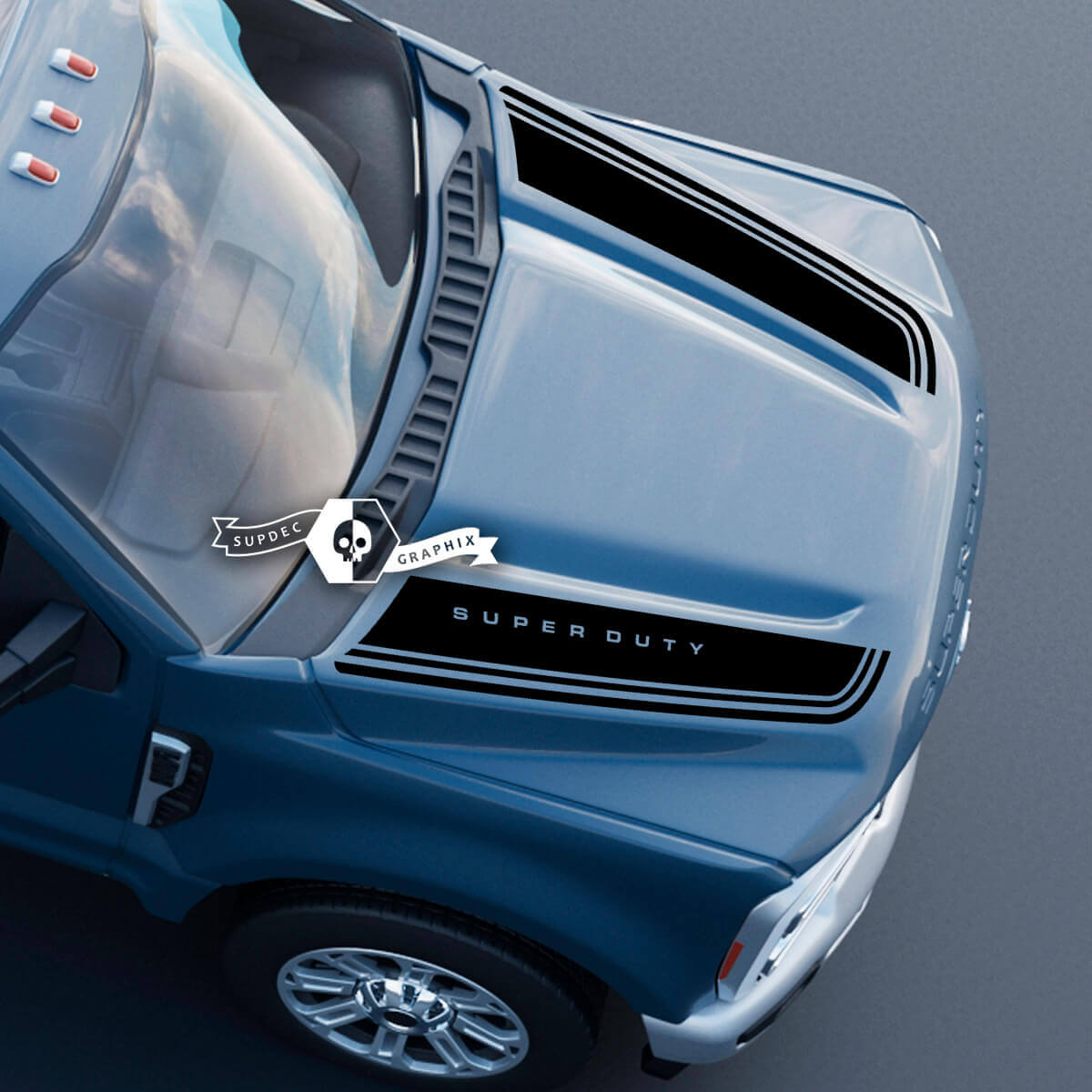 Hood Upper Dual Logo Trim Decals for Musclecar Super Duty