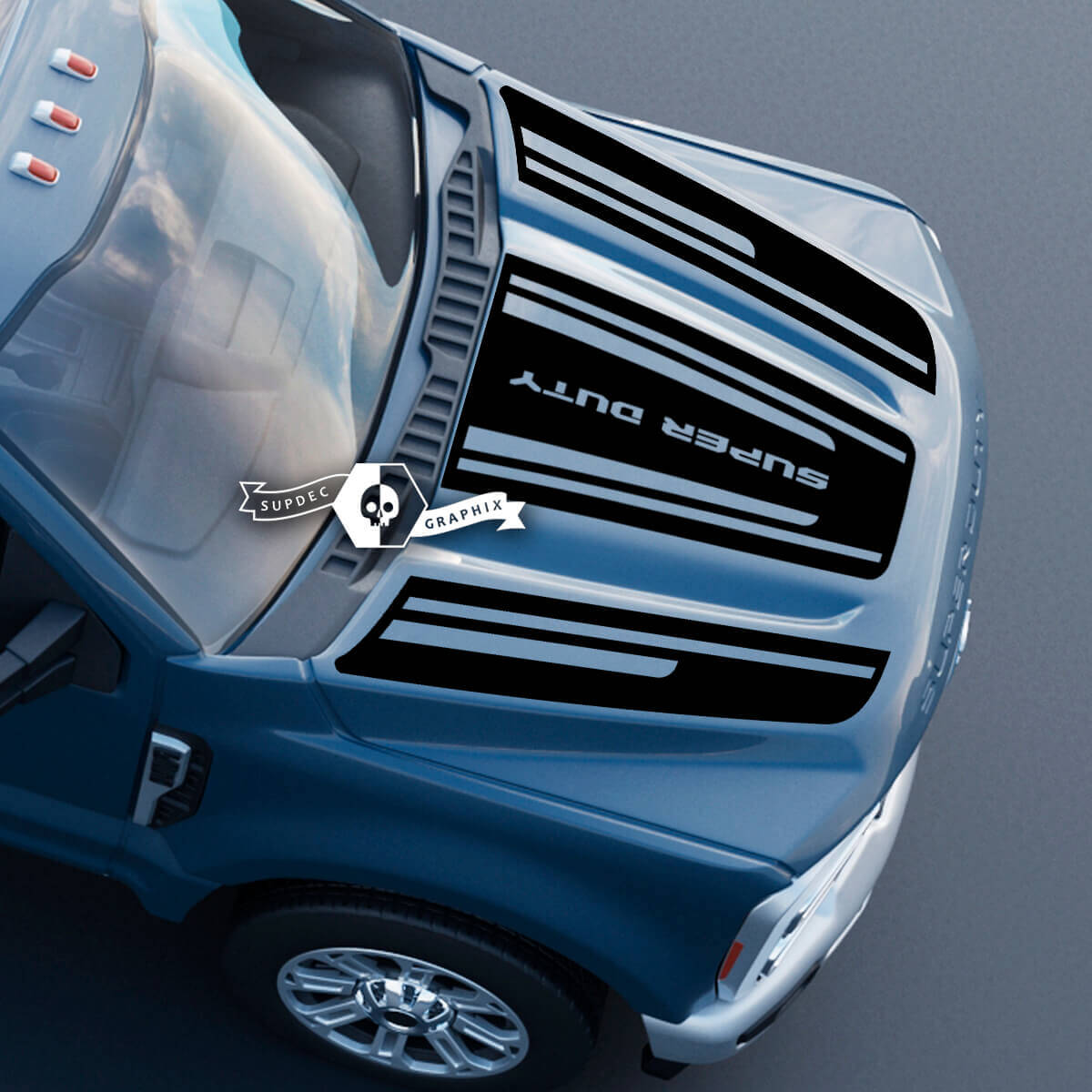 Hood Upper Lines Logo Trim Full Kit Decals for Ford Super Duty