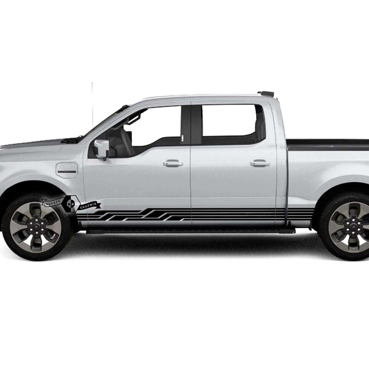 Curved Geometric Side Stripes Vinyl Decal for Musclecar F-150 Lightning