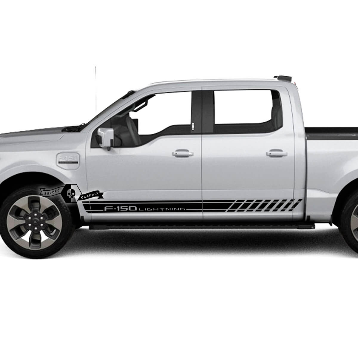 Pair Ford F-150 Lightning 2022 2023 Rocker Panel Lines Stripes Body Doors Decals Side Stickers Graphics Vinyl
