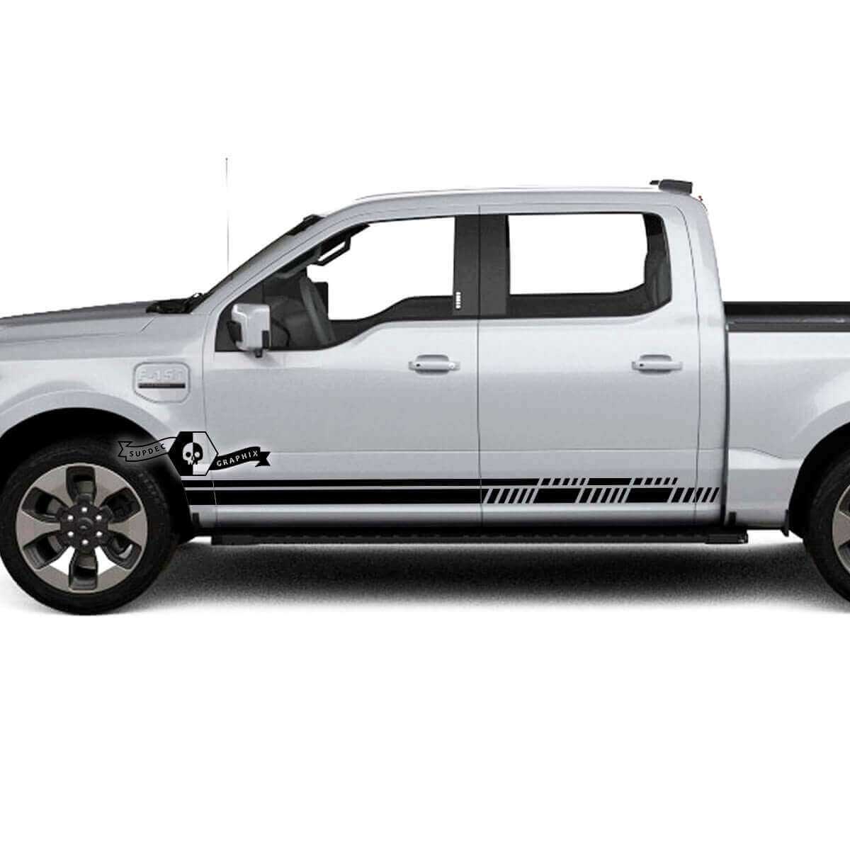 Rocker Panel Stripes Body Decals Graphics Vinyl Supdec Design for Musclecar truck Lightning