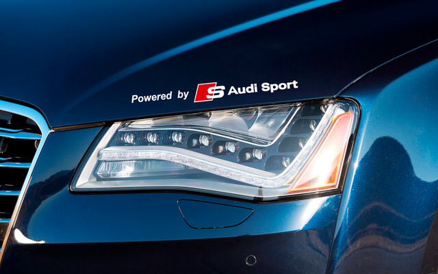 Powered by Audi Sports sticker decal A4 A5 A6 A7 S8 TT Q5 Q7 Emblem Logo