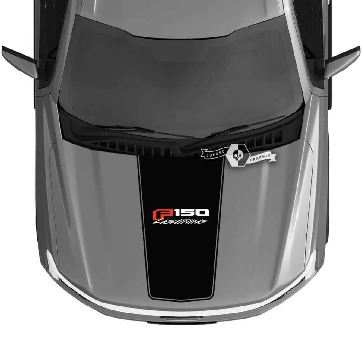 Hood Blackout Trim Decals Graphics Vinyl for Ford F-150 Lightning